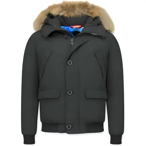 Trendy winter jackets - Men jacket with fur collar - 8002Apm , male, Sizes: XL, 2XL - Enos - Modalova