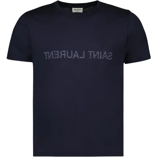 Logo Print Baumwoll T-shirt , Herren, Größe: M - Saint Laurent - Modalova