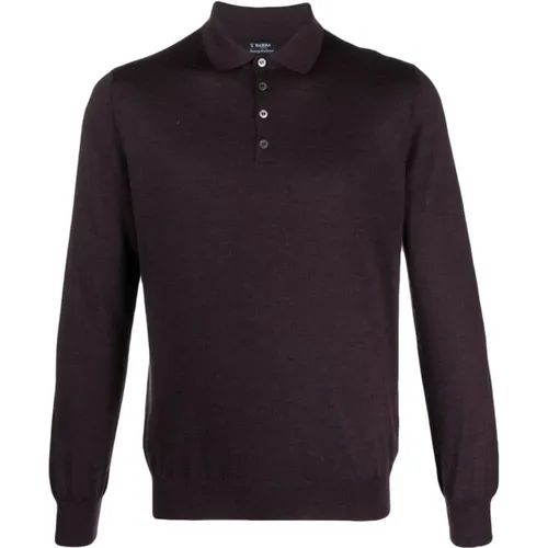 Luxury Cashmere Silk Polo Shirt , male, Sizes: L, 2XL - Barba - Modalova
