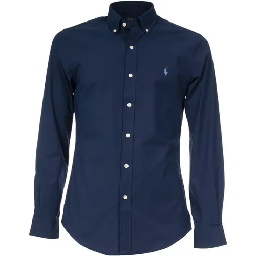 Slim-Fit Baumwollhemd mit Button-Down-Kragen , Herren, Größe: S - Polo Ralph Lauren - Modalova