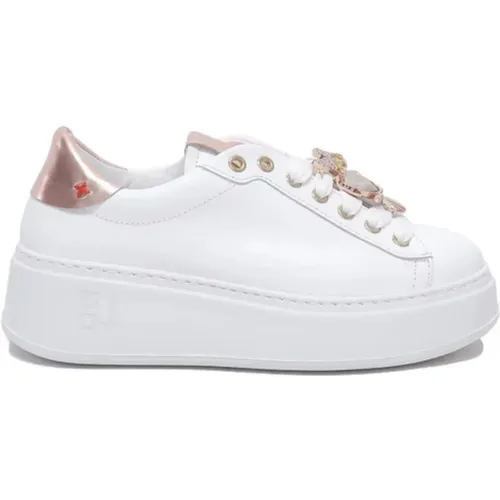 Leather Sneaker with Rosagold Details , female, Sizes: 4 UK, 5 UK, 3 UK, 7 UK, 6 UK - Gio+ - Modalova