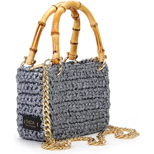 Crochet Handbag Meteora Small Silver , female, Sizes: ONE SIZE - Chica London - Modalova