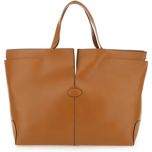 Taschen DI FOGLIO,Stilvolle Taschen Kollektion,Braune Leder Shopper - TOD'S - Modalova