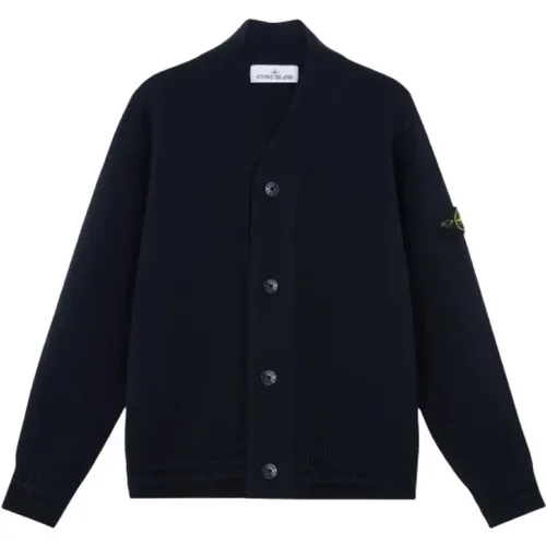 Navy Blauer Winter Baumwoll Cardigan , Herren, Größe: S - Stone Island - Modalova