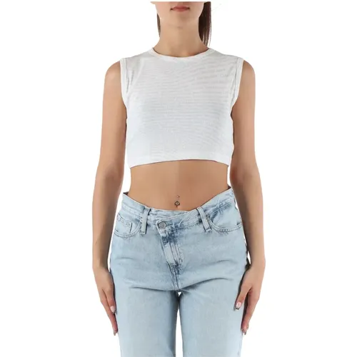 Stretch Cotton Ribbed Top , female, Sizes: S, XS, M - Calvin Klein Jeans - Modalova