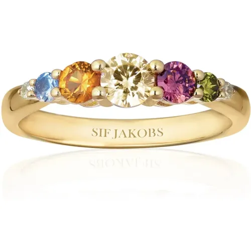Vergoldeter Sterlingsilberring mit mehrfarbigem Zirkonia - Sif Jakobs Jewellery - Modalova