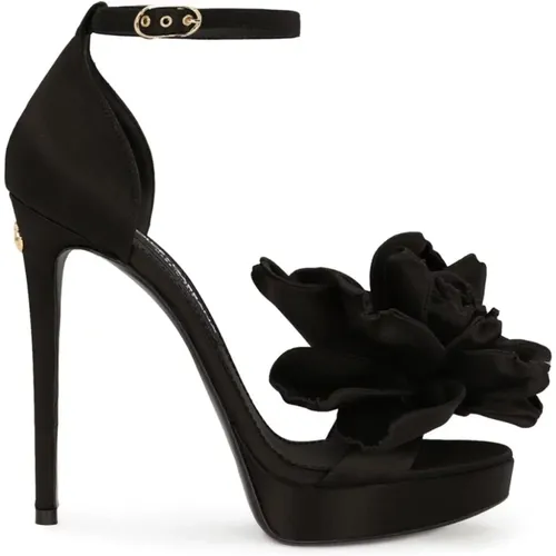 Floral-Appliqué Sandals , female, Sizes: 6 UK, 5 UK, 6 1/2 UK, 5 1/2 UK, 7 UK - Dolce & Gabbana - Modalova
