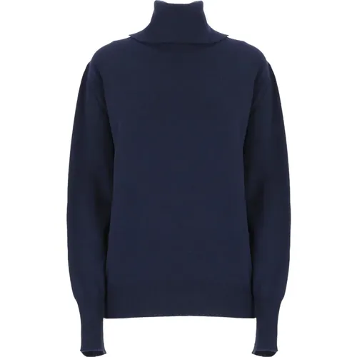 Blaue Kaschmir Damenpullover Hoher Kragen - Jil Sander - Modalova