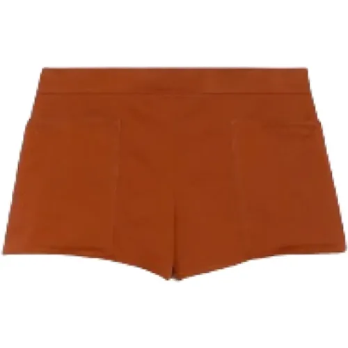 Lederne braune Shorts mit großen Taschen , Damen, Größe: S - Max Mara - Modalova