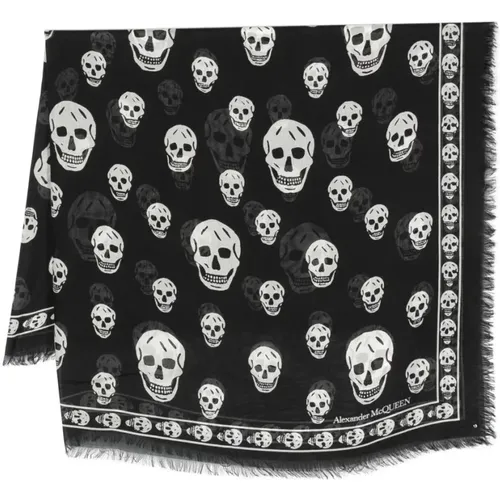 Seidenschal mit Skull Print Logo - alexander mcqueen - Modalova