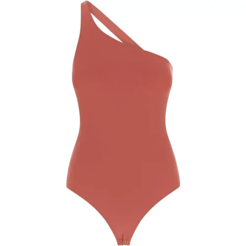 Coral Open Back One Shoulder Bodysuit , female, Sizes: 2XS, XS - alexander mcqueen - Modalova