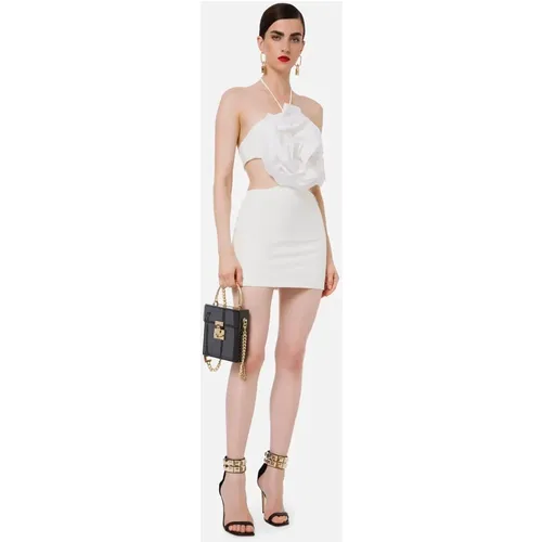 Mini Dress with Band Top and Maxi Rose Ab22327E2-360 , female, Sizes: L - Elisabetta Franchi - Modalova