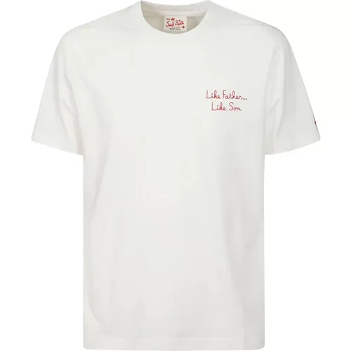 Weiße Baumwoll-Kurzarm-T-Shirt , Herren, Größe: L - MC2 Saint Barth - Modalova