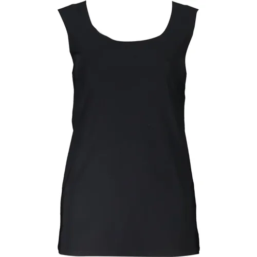 Schwarzes Tanktop mit breiten Schultern, lasergeschnittenes Logo , Damen, Größe: XS - PATRIZIA PEPE - Modalova