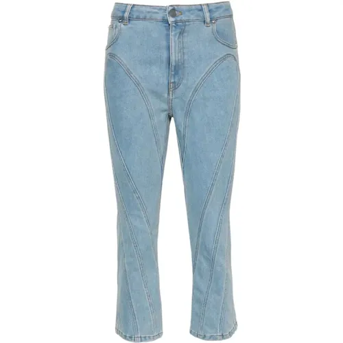 Blaue Denim-Jeans mit Kontrastnähten , Damen, Größe: XS - Mugler - Modalova
