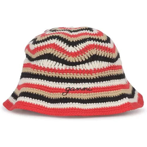 Red Crochet Bucket Hat , female, Sizes: XS/S - Ganni - Modalova