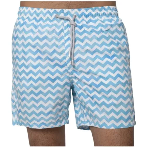 Geometrische Wellenmuster Badehose Gustavia , Herren, Größe: S - MC2 Saint Barth - Modalova