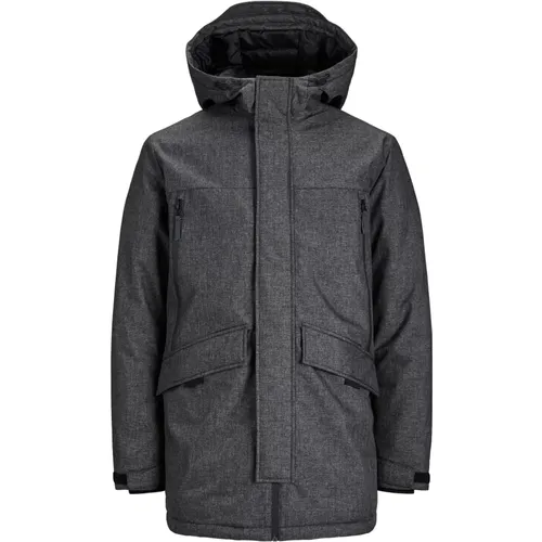 JackJones Jacke Black Gefütterter Parka mit Kapuze , Herren, Größe: M - jack & jones - Modalova