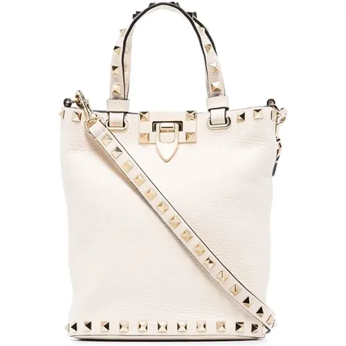 Weiße Leder Rockstud Schultertasche - Valentino Garavani - Modalova