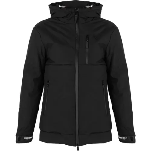 Sportjacke mit verstellbarer Kapuze und Reißverschluss , Herren, Größe: L - Plein Sport - Modalova