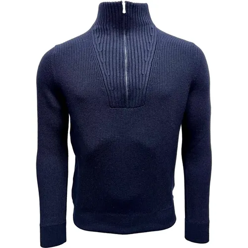 Navy Rainwool Troyer Sweater , male, Sizes: XL - Gran Sasso - Modalova