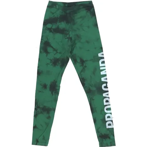 Grüne Tie Dye Damen Leggings , Damen, Größe: L - Propaganda - Modalova