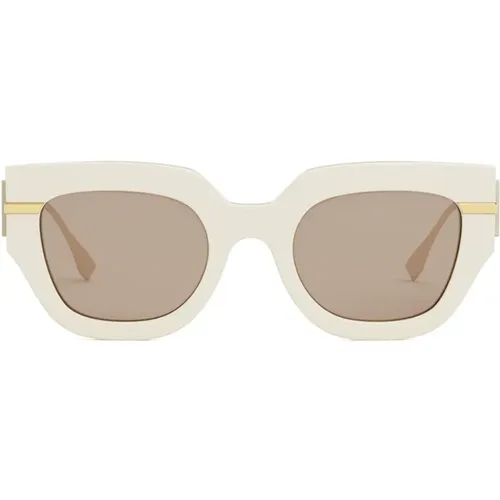 Damen Cateye Sonnenbrille mit Braunen Gläsern,Glamouröse geometrische Sonnenbrille mit braunen organischen Gläsern - Fendi - Modalova