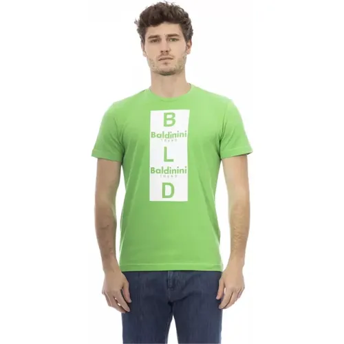 Trendiges Grünes Baumwoll-T-Shirt , Herren, Größe: XS - Baldinini - Modalova