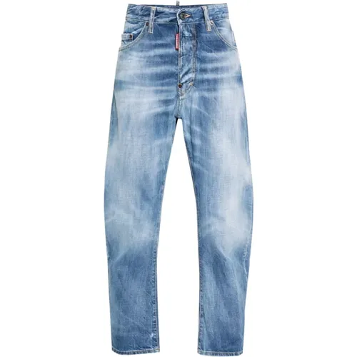 Stonewashed Denim Jeans mit Whiskering , Herren, Größe: L - Dsquared2 - Modalova