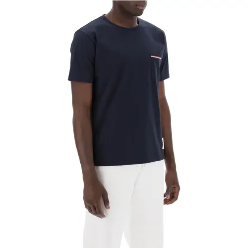 Gestreiftes Taschen-T-Shirt RWB , Herren, Größe: L - Thom Browne - Modalova