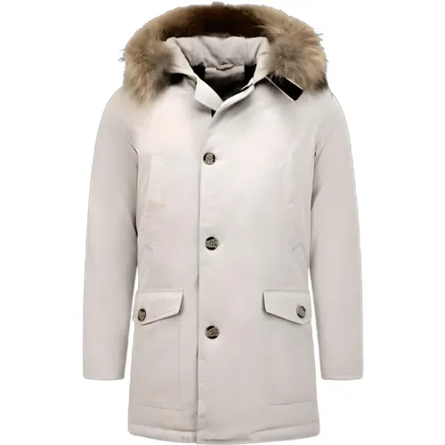 Parkas Winter Jackets for Men with Genuine Fur Collar , male, Sizes: M, L, XS, S - Enos - Modalova
