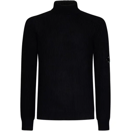 Ribbed Turtleneck Sweater with Lens Detail , male, Sizes: L, XL, M - C.P. Company - Modalova