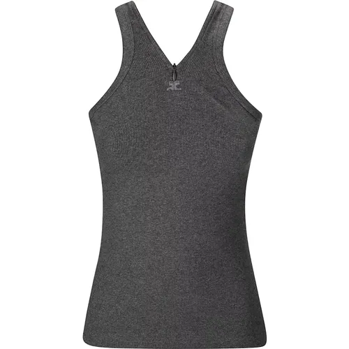 Rib Tank Top mit gekreuzten Trägern , Damen, Größe: M - Courrèges - Modalova