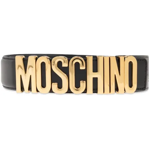 Leder-Gürtel mit Logo , Damen, Größe: M - Moschino - Modalova