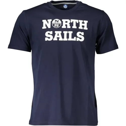 Blau Baumwoll-T-Shirt mit Klassischem Druck , Herren, Größe: L - North Sails - Modalova