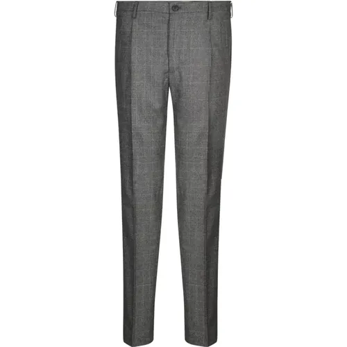 Graue Karierte Tapered Hose Aw24 , Herren, Größe: L - Incotex - Modalova