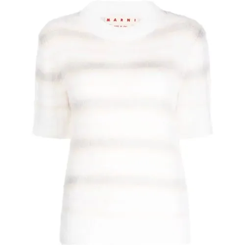 Gebürstetes Mohair T-Shirt , Damen, Größe: S - Marni - Modalova