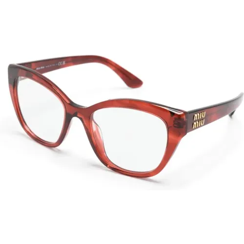 Rote Optische Brille mit Stil , Damen, Größe: 52 MM - Miu Miu - Modalova
