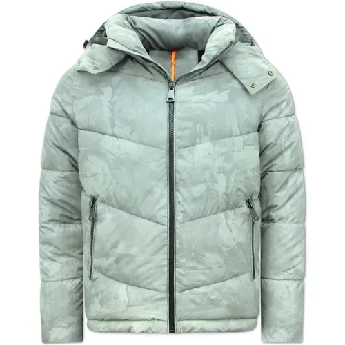 Reflector Grey Puffer Jacket with Hood for Men , male, Sizes: 2XL, S, M, XL, L - Enos - Modalova