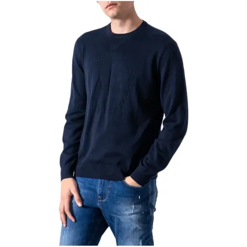 Blauer Langarm-Sweatshirt , Herren, Größe: S - Armani Exchange - Modalova