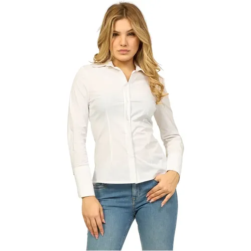Weiße Baumwoll Kurzarmhemd , Damen, Größe: S - Gaudi - Modalova