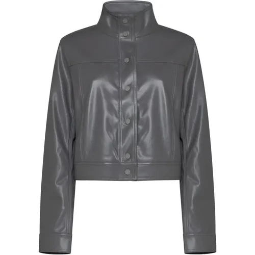 Grey Faux Leather Coat , female, Sizes: S, XS - Stine Goya - Modalova