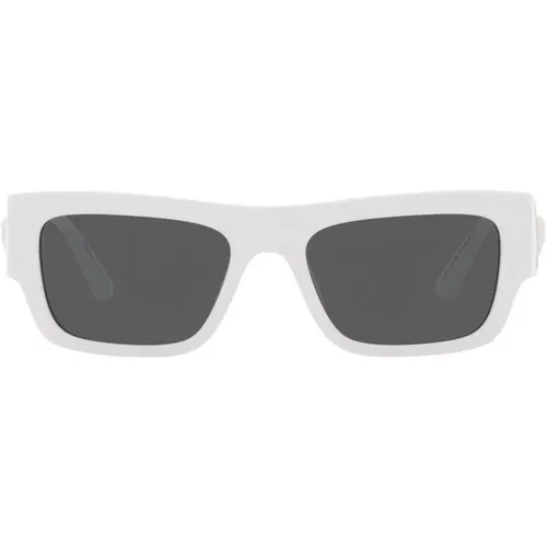 Weiße/Graue Sonnenbrille , Herren, Größe: 53 MM - Versace - Modalova