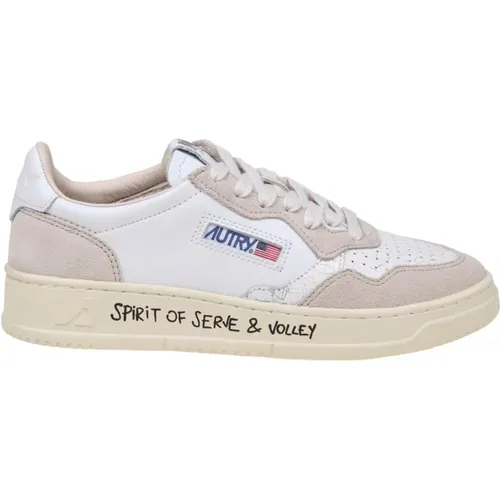 White and Sand Leather Sneakers , female, Sizes: 5 UK - Autry - Modalova