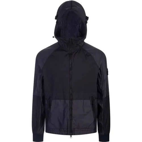 Blaue Iridescent Nylon Metal Jacke , Herren, Größe: S - Stone Island - Modalova