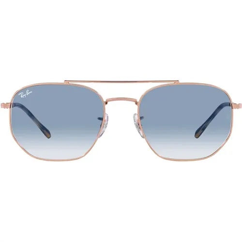 Sonnenbrille mit unregelmäßigem Metallrahmen und blauen Verlaufskristallgläsern , Herren, Größe: 54 MM - Ray-Ban - Modalova