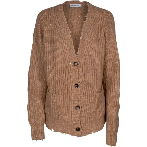 Women's Cardigan with Destroyed Detail , female, Sizes: 2XS, XS - Laneus - Modalova