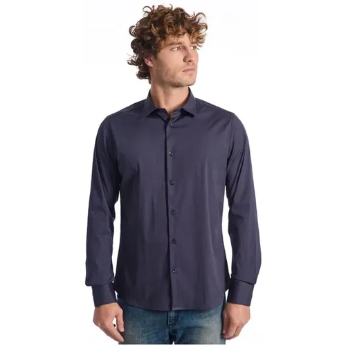 Blaues Baumwoll Slim Fit Hemd , Herren, Größe: 2XL - Baldinini - Modalova