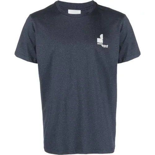 Logo Print T-Shirt in Mitternachtsblau , Herren, Größe: XL - Isabel marant - Modalova
