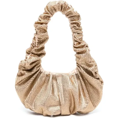 Golden Rhinestone Embellished Shoulder Bag , female, Sizes: ONE SIZE - Giuseppe Di Morabito - Modalova
